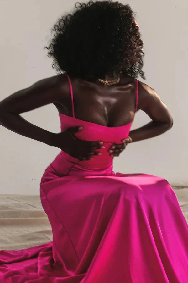 Spaghetti Strap A-Line Wedding Guest Maxi Dress for Women