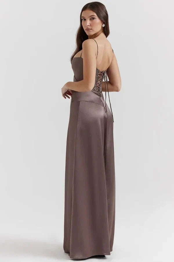 Spaghetti Strap A-Line Wedding Guest Maxi Dress for Women