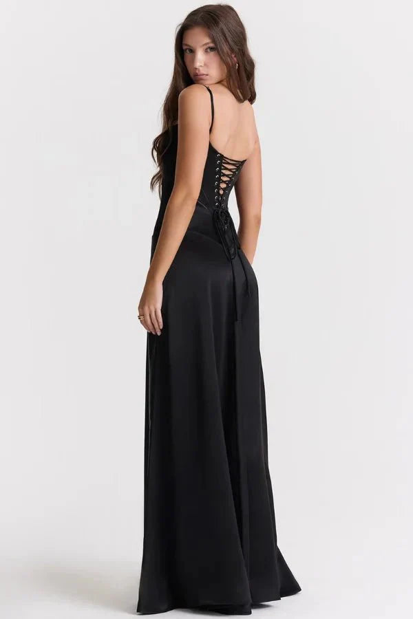 Spaghetti Strap A-Line Wedding Guest Maxi Dress for Women