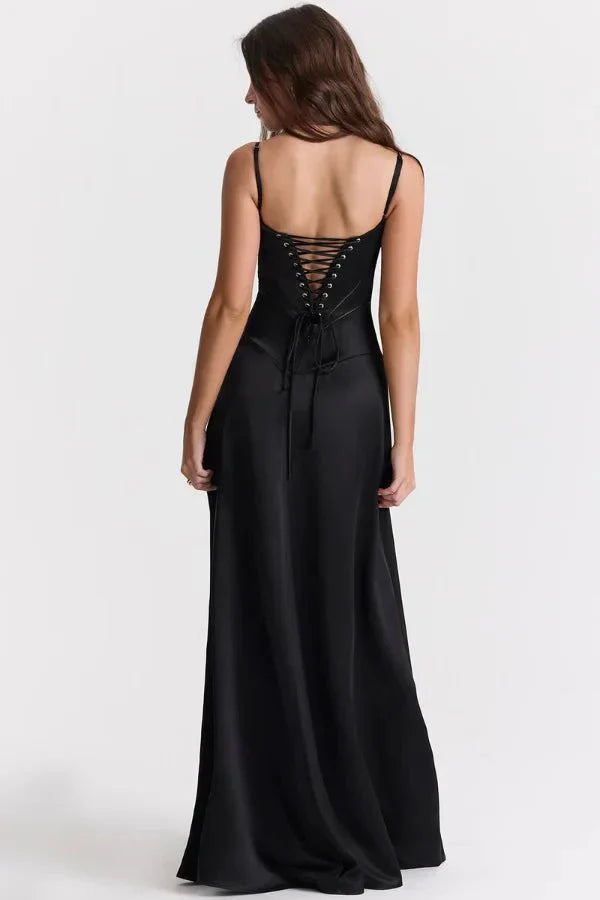 Spaghetti Strap A-Line Wedding Guest Maxi Dress for Women