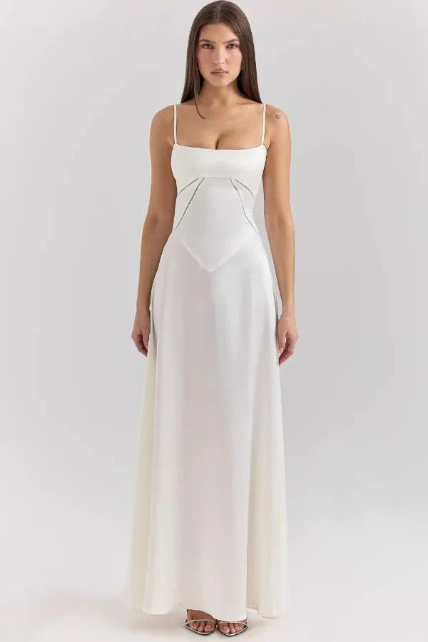Spaghetti Strap A-Line Wedding Guest Maxi Dress for Women