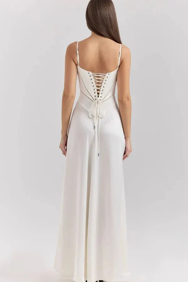 Spaghetti Strap A-Line Wedding Guest Maxi Dress for Women