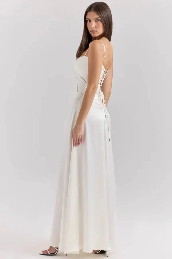 Spaghetti Strap A-Line Wedding Guest Maxi Dress for Women