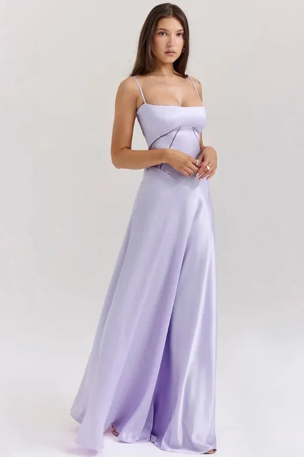 Spaghetti Strap A-Line Wedding Guest Maxi Dress for Women