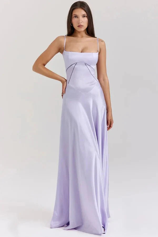 Spaghetti Strap A-Line Wedding Guest Maxi Dress for Women