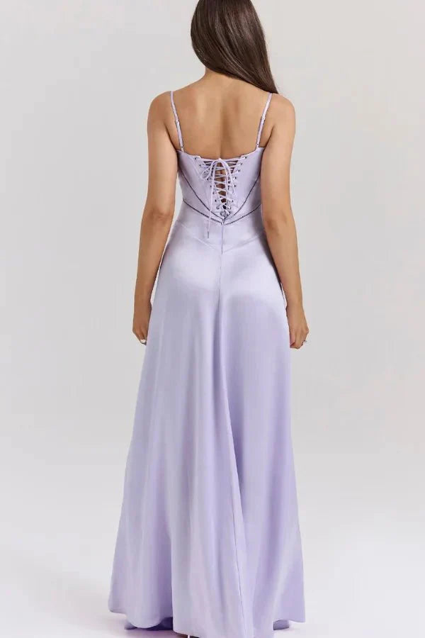 Spaghetti Strap A-Line Wedding Guest Maxi Dress for Women