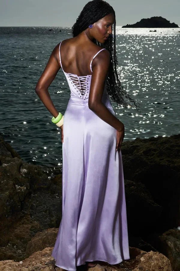 Spaghetti Strap A-Line Wedding Guest Maxi Dress for Women
