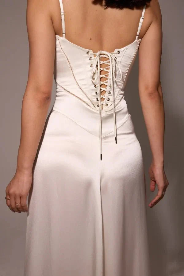 Spaghetti Strap A-Line Wedding Guest Maxi Dress for Women