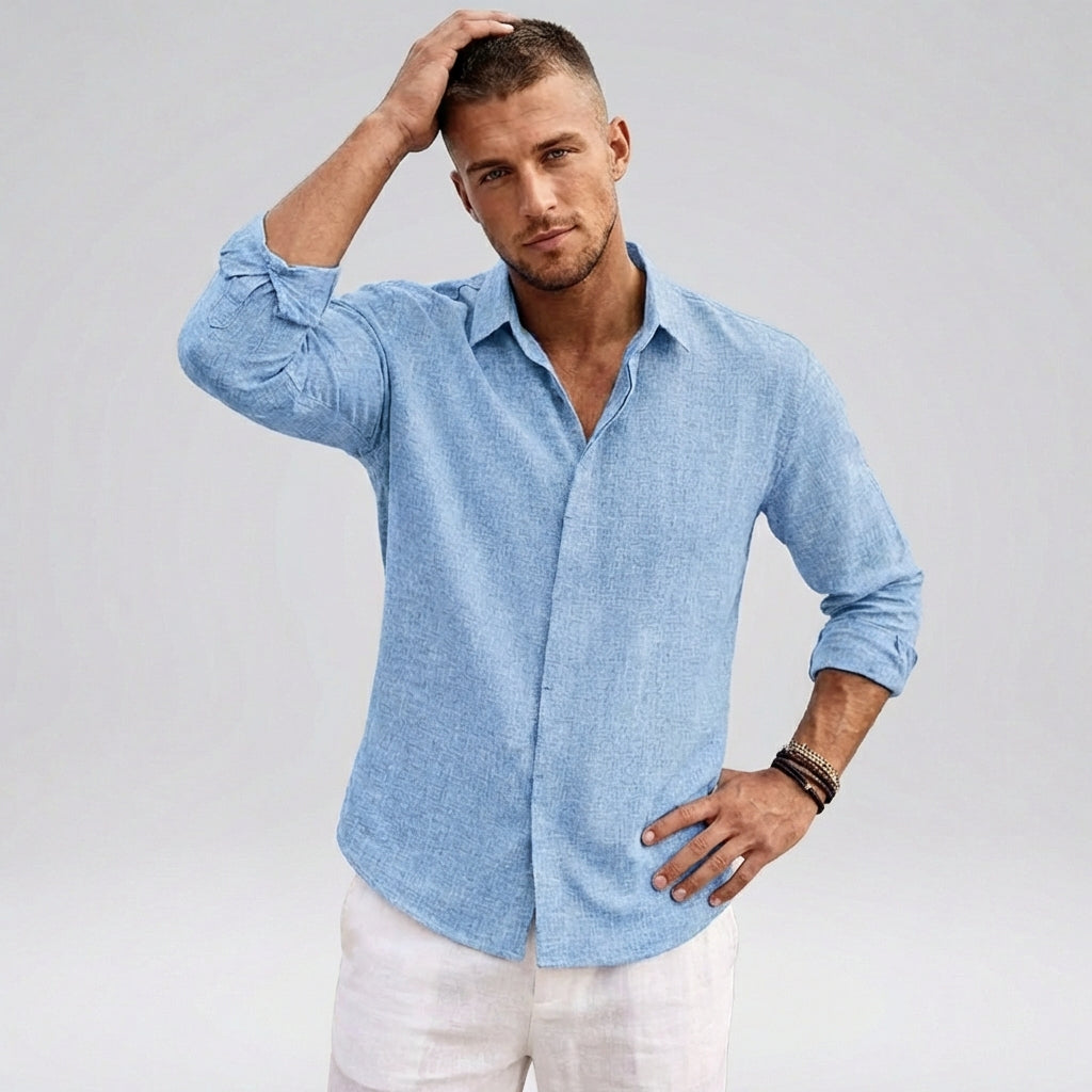 Textured Long Sleeve Shirt for Men