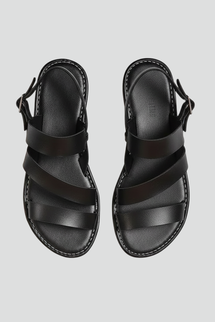 Slingback Flat Sandals with Buckle Closure for Women