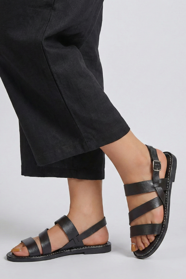 Slingback Flat Sandals with Buckle Closure for Women