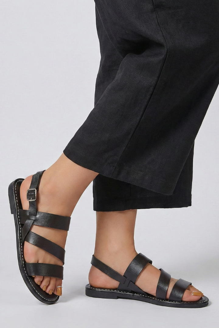 Open Toe Sandals with Thin Straps and Buckle for Women