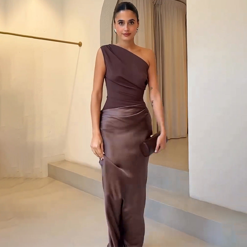 Wedding Guest One Shoulder Maxi Dress for Women