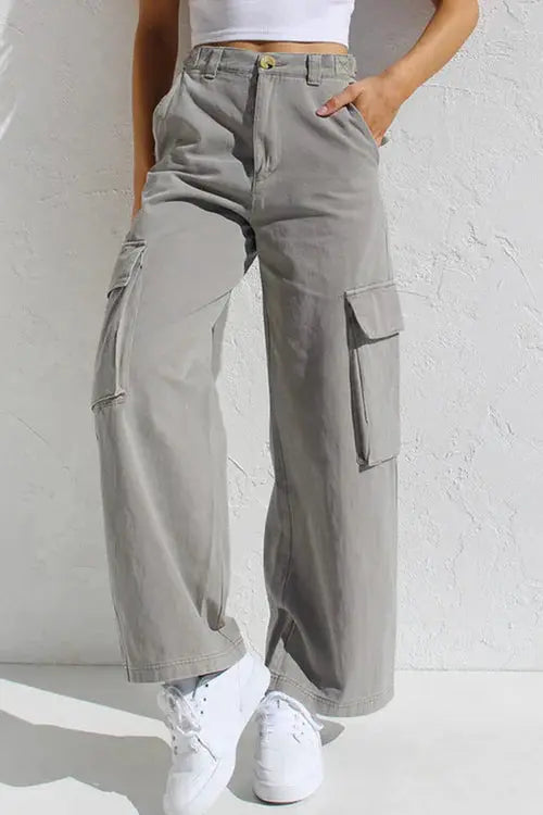 High-Waisted Wide-Leg Cargo Trousers for Women