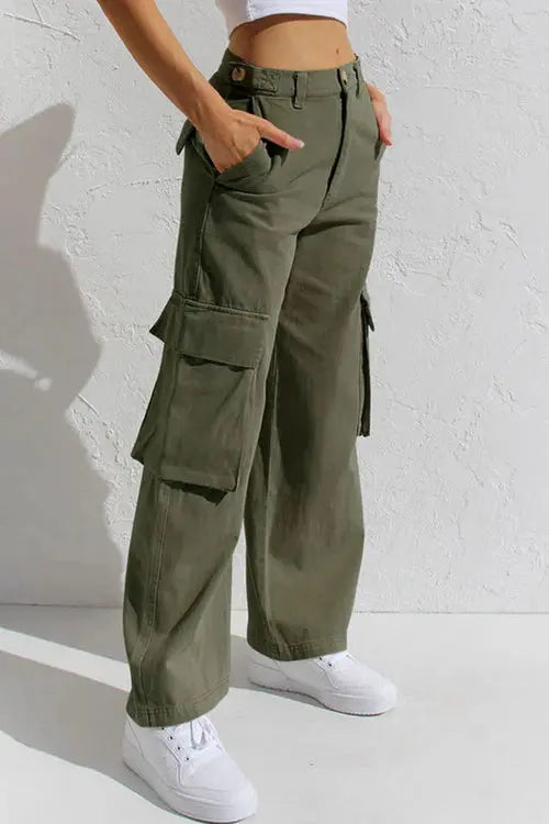 High-Waisted Wide-Leg Cargo Trousers for Women