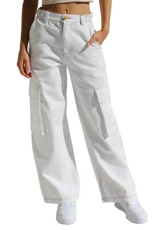 High-Waisted Wide-Leg Cargo Trousers for Women