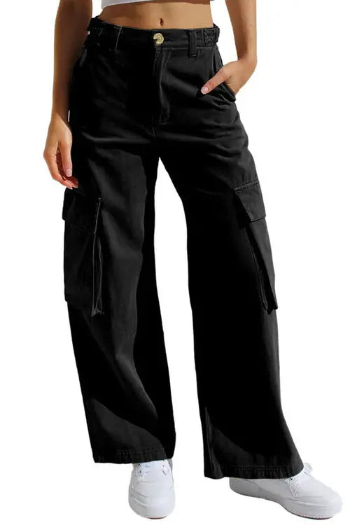 High-Waisted Wide-Leg Cargo Trousers for Women