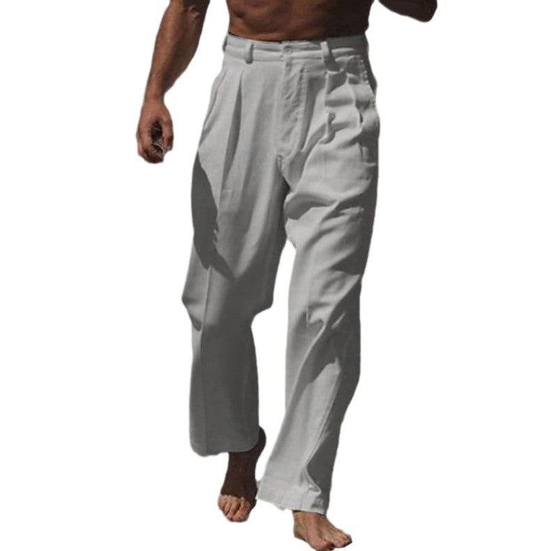 Linen Straight Leg Trousers for Men