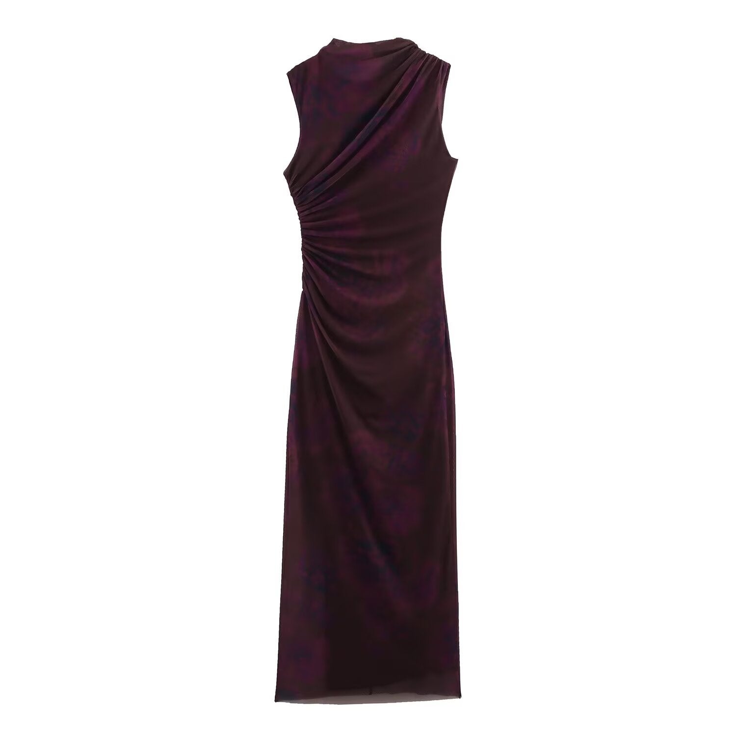 Ruched Mesh Sleeveless Maxi Dress for Women