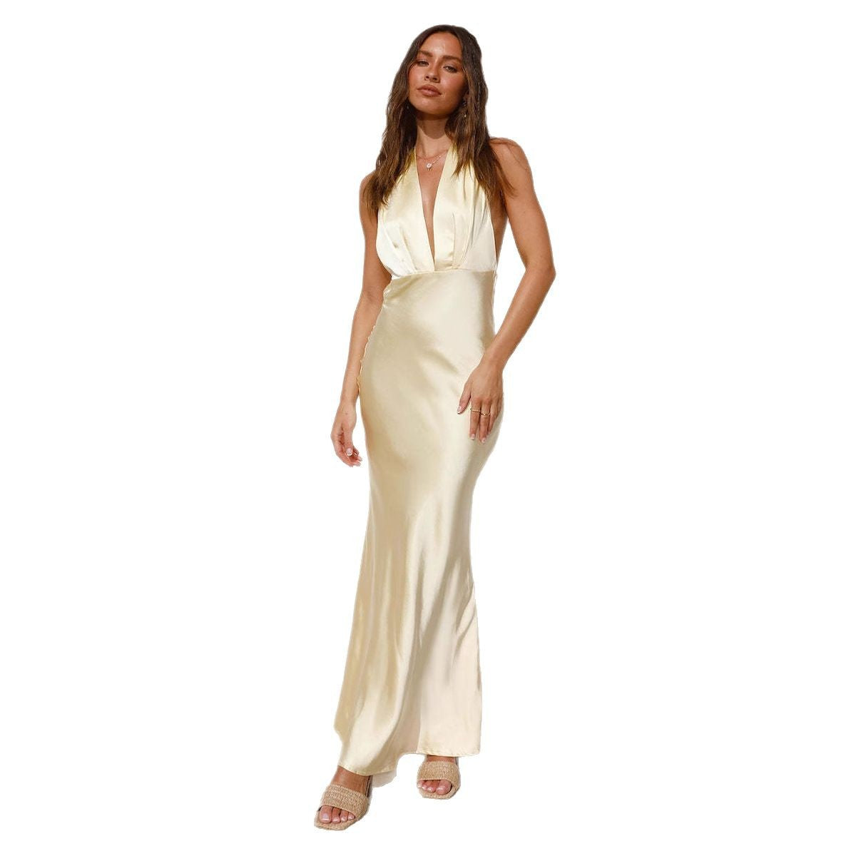 Satin Wedding Guest Maxi Dress for Women
