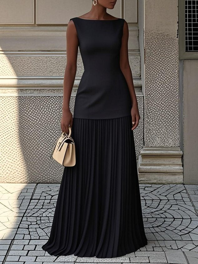 Sleeveless Pleated Maxi Dress Wedding Guest for Women