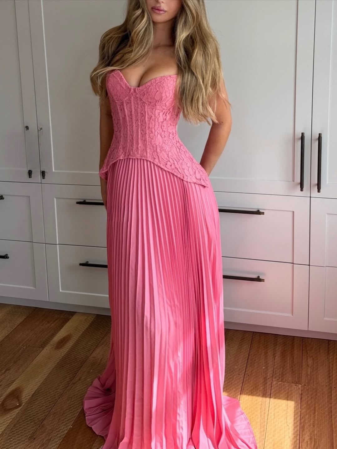 Halterneck Wedding Guest Pleated Maxi Dress for Women