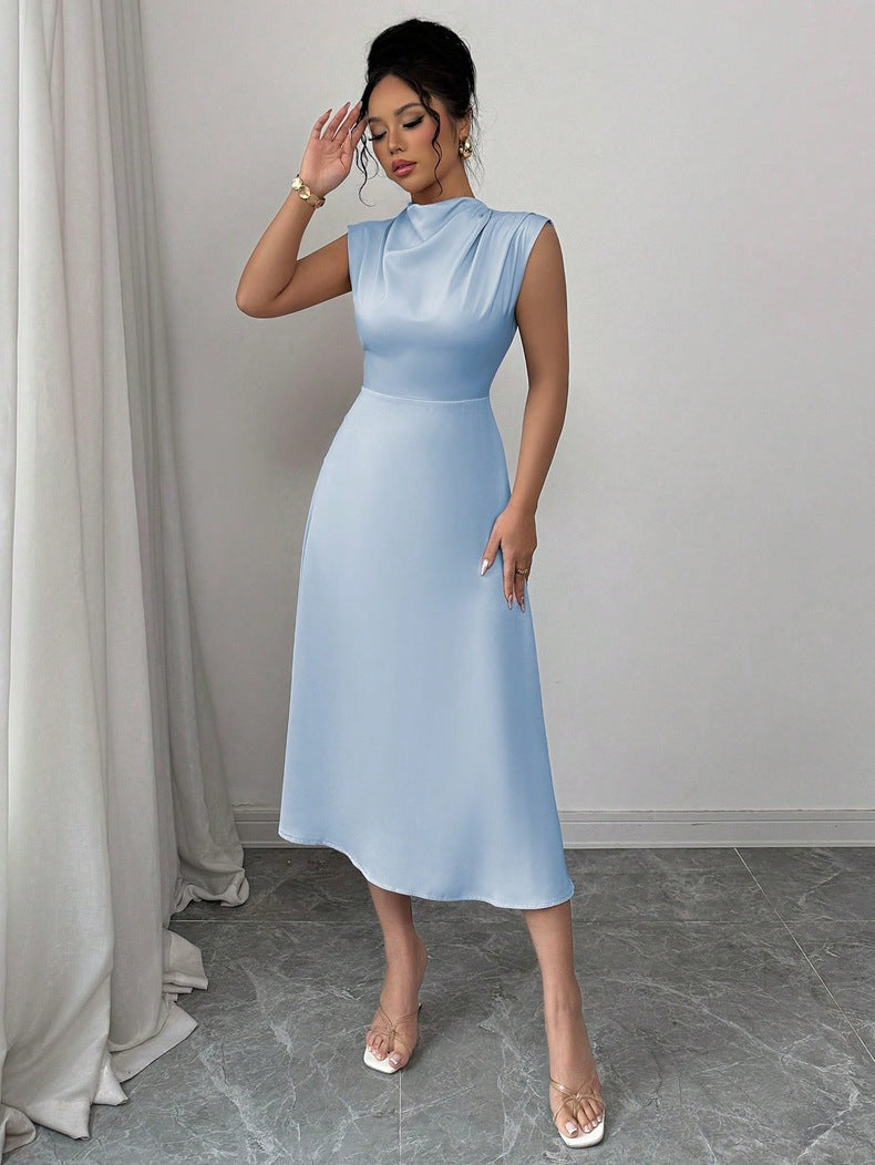 Sleeveless Satin Midi Dress for Women
