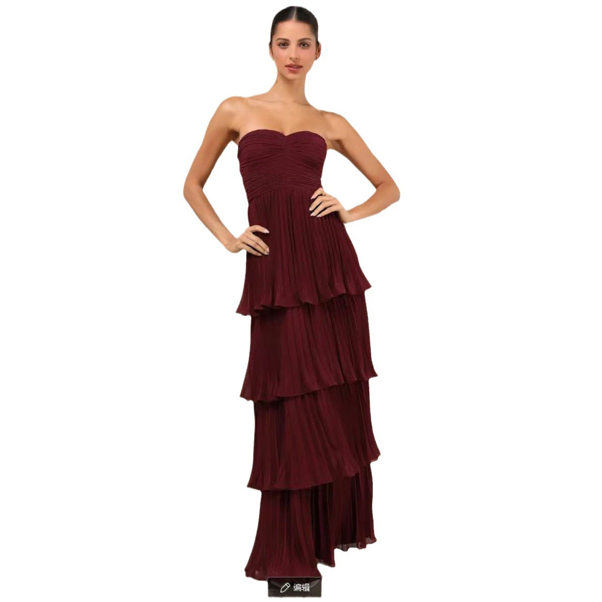 Strapless Tiered Ruffle Wedding Guest Maxi Dress for Women