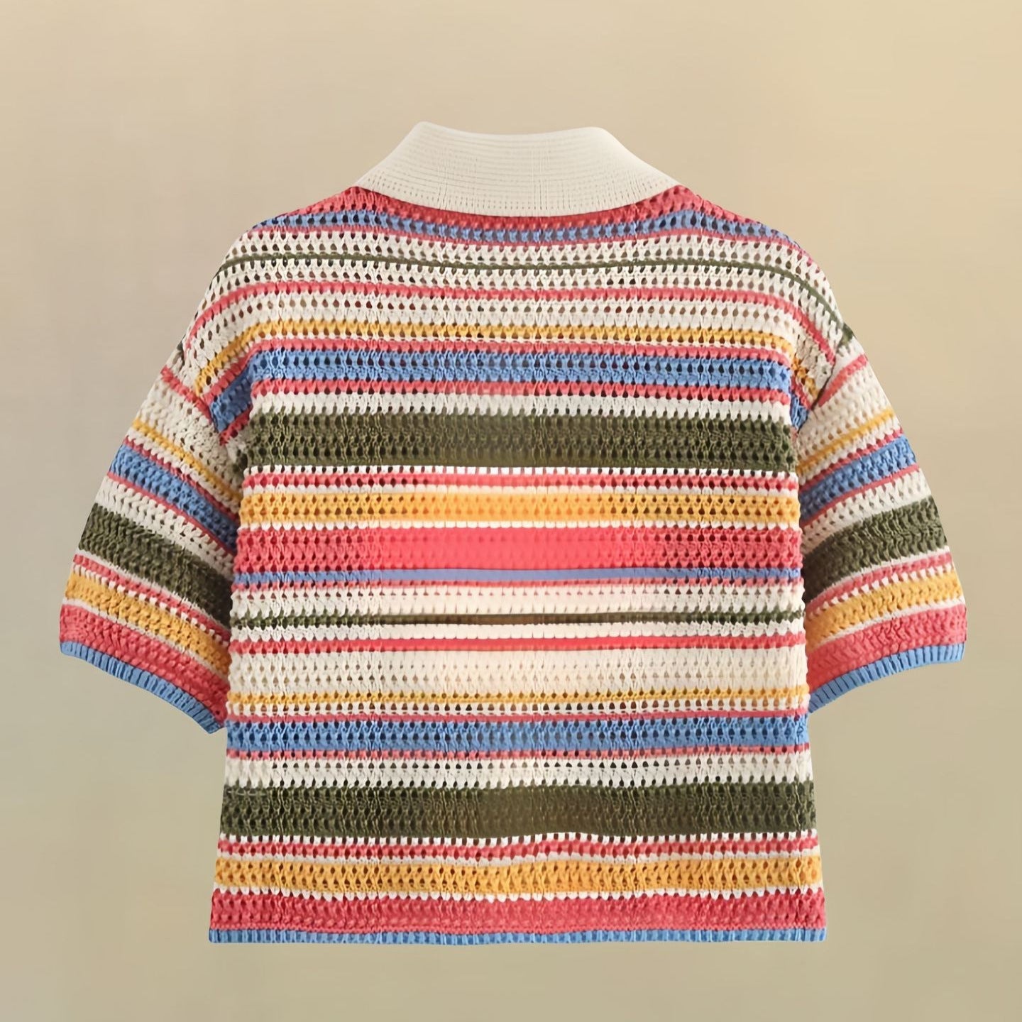Cropped Striped Crochet Co-Ord for Women