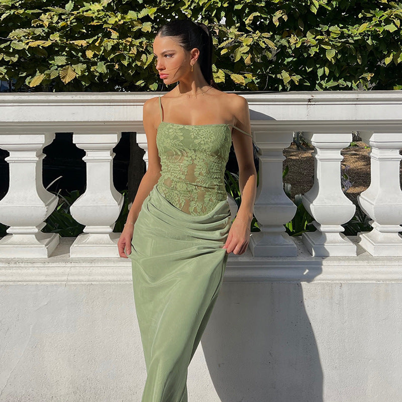 Strapless Lace Maxi Dress Wedding Guest for Women