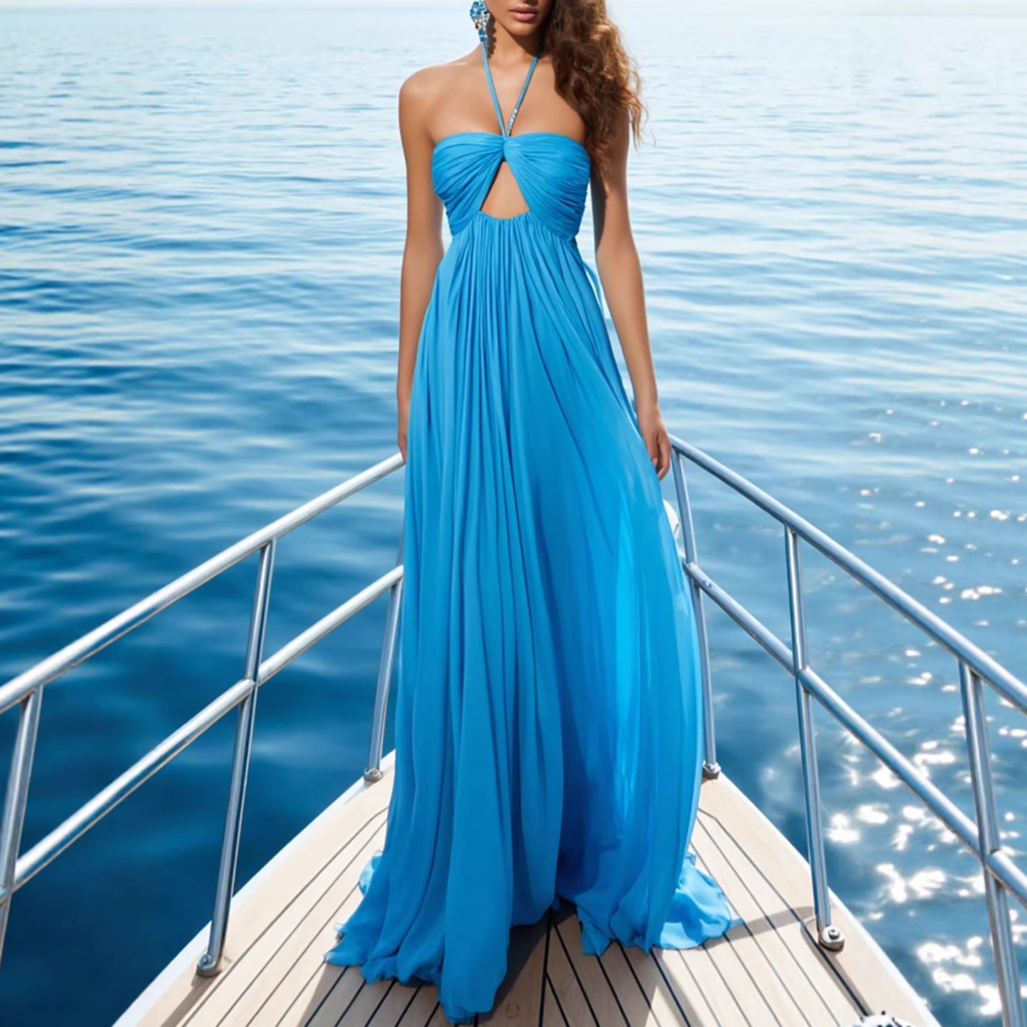 Halter Neck Cut-Out Maxi Dress for Women