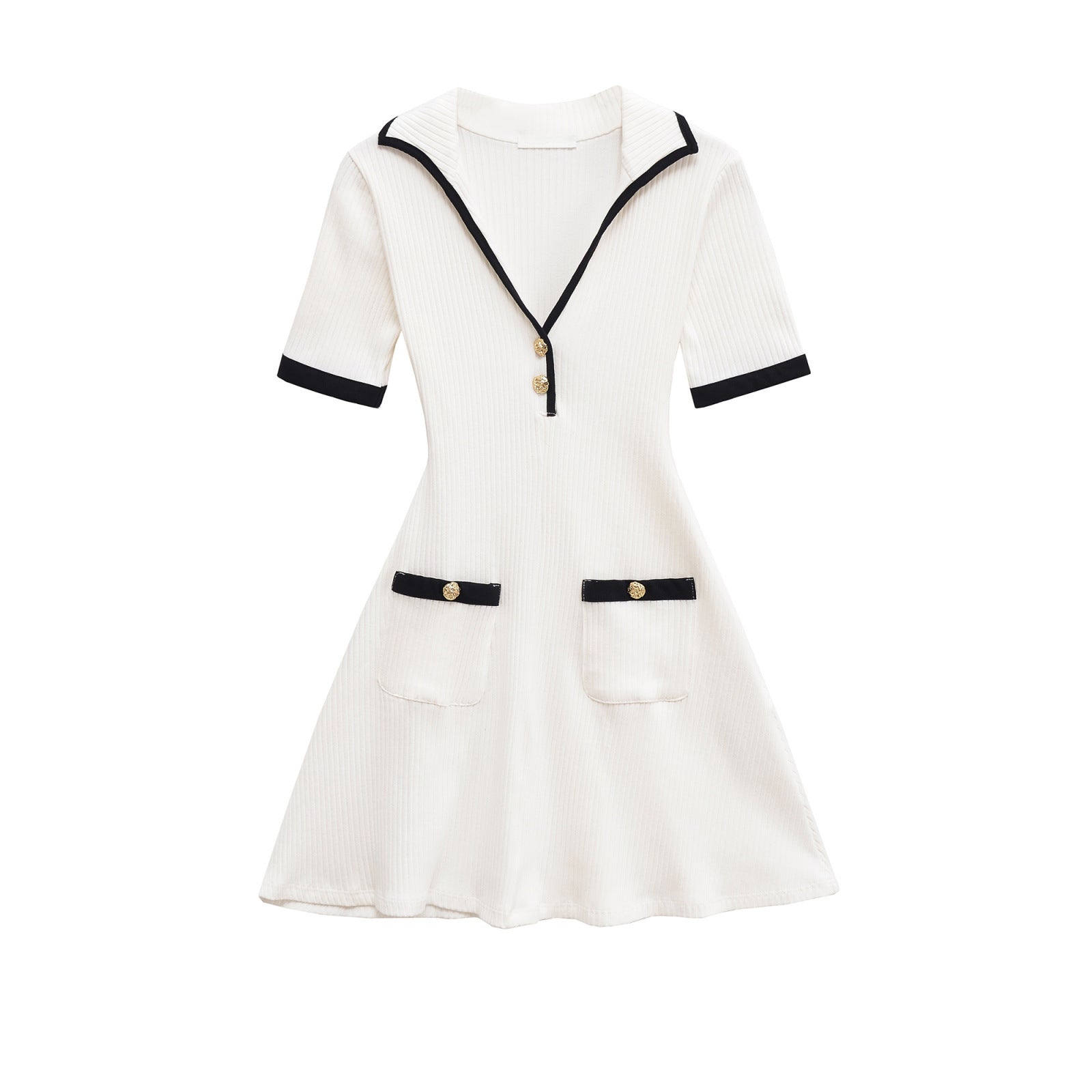 Ribbed Button Front Mini Dress for Women