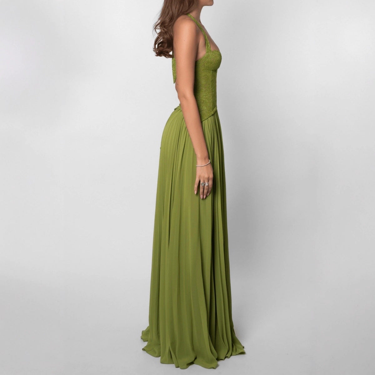 Halterneck Wedding Guest Pleated Maxi Dress for Women