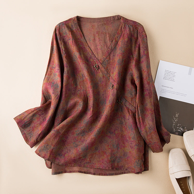 Summer Print Relaxed Blouse for Women