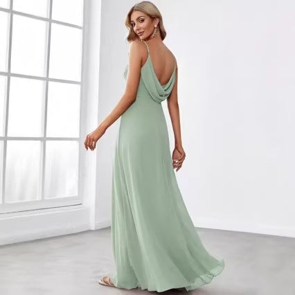 V-Neck Ruched Wedding Guest Maxi Dress for Women