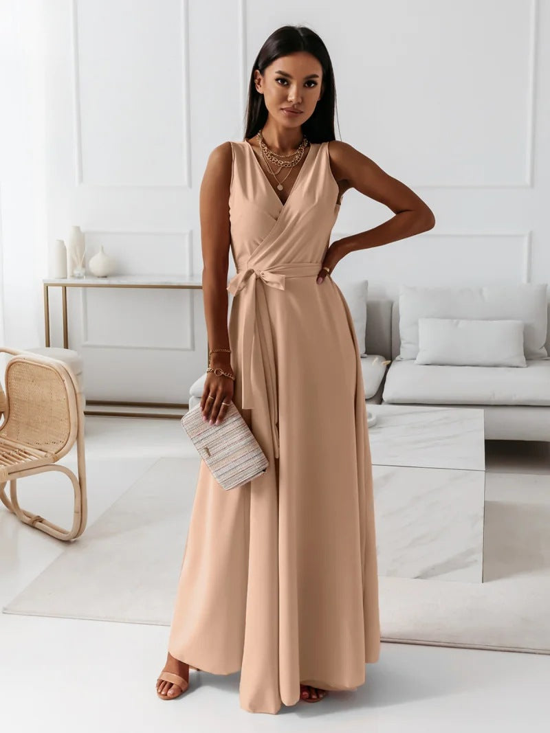Wedding Guest V-Neck Wrap Maxi Dress for Women