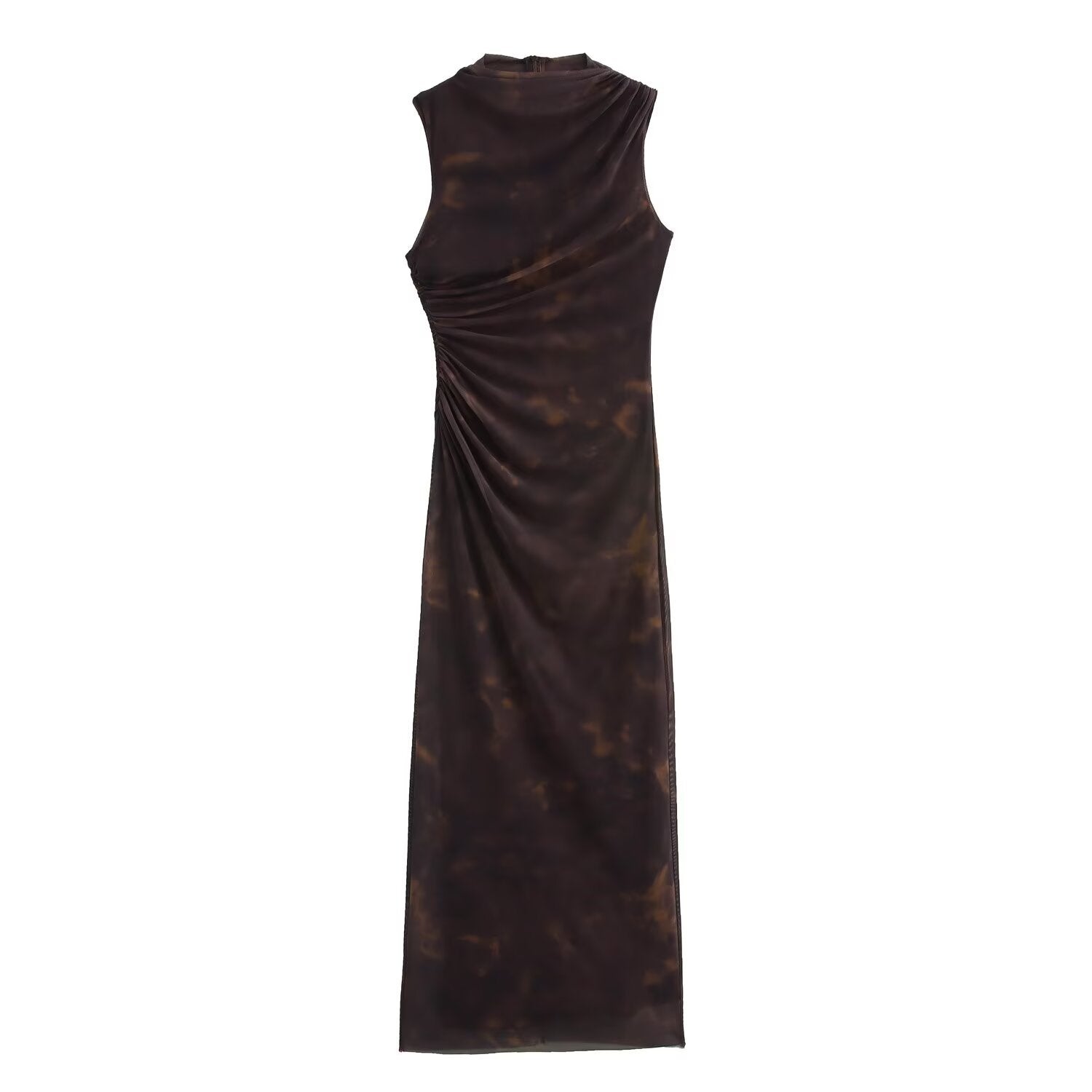 Ruched Mesh Sleeveless Maxi Dress for Women
