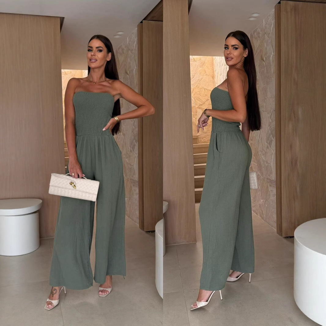 Wide Leg Strapless Jumpsuit for Women