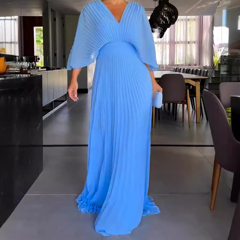 Pleated Maxi Dress Wedding Guest for Women