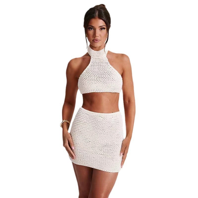 Cropped Crochet Co-Ord Set for Women
