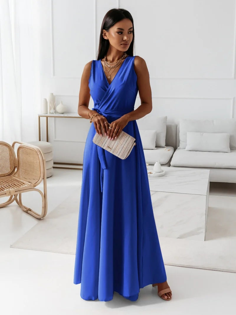 Wedding Guest V-Neck Wrap Maxi Dress for Women