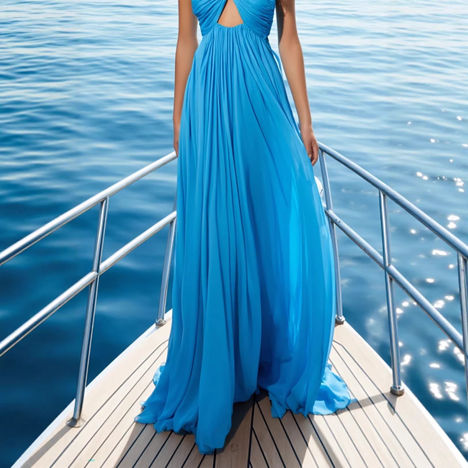 Halter Neck Cut-Out Maxi Dress for Women