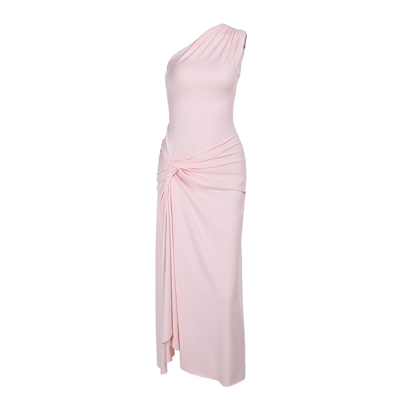 One-Shoulder Wedding Guest Maxi Dress with Side Split for Women