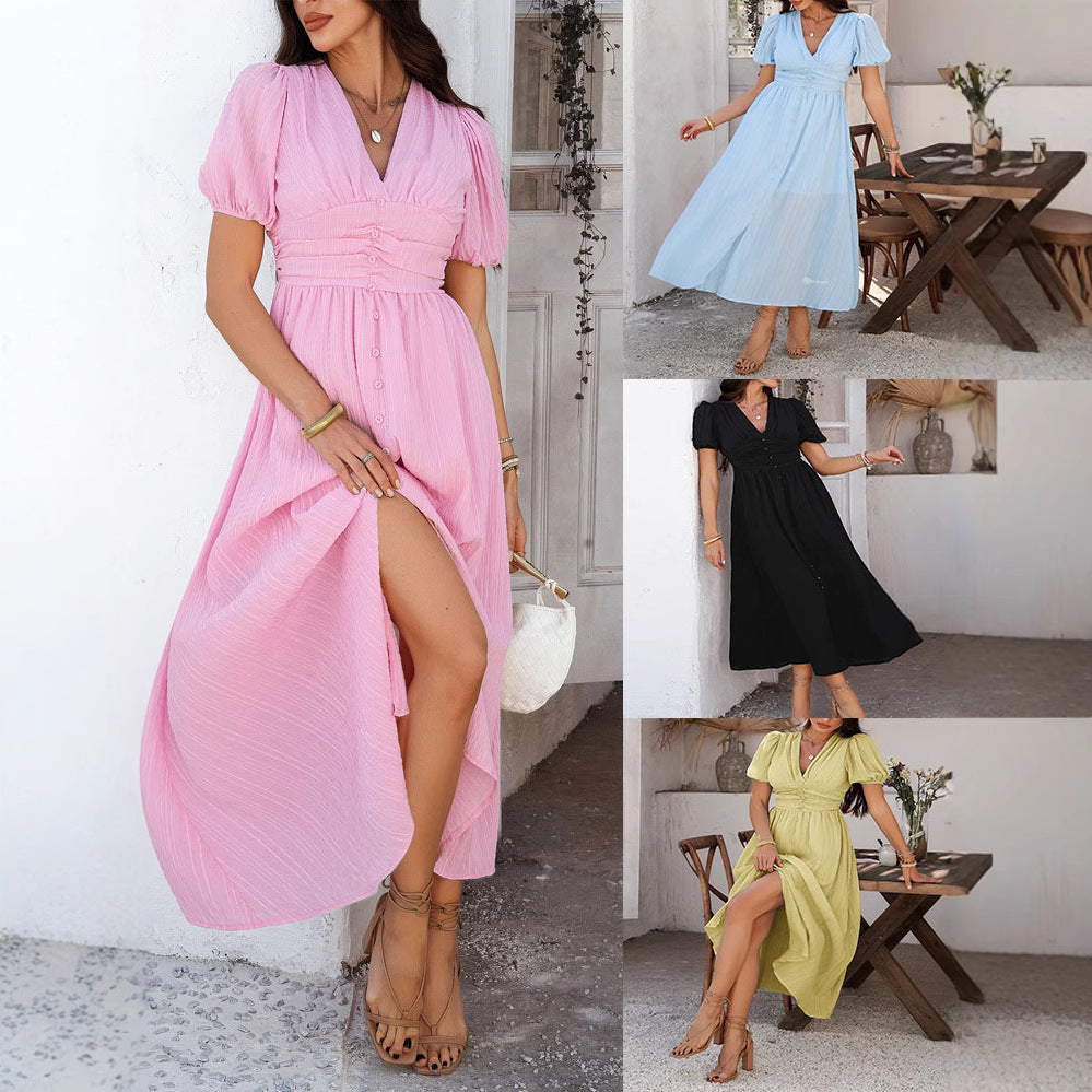 Button-Down Wedding Guest Maxi Dress for Women