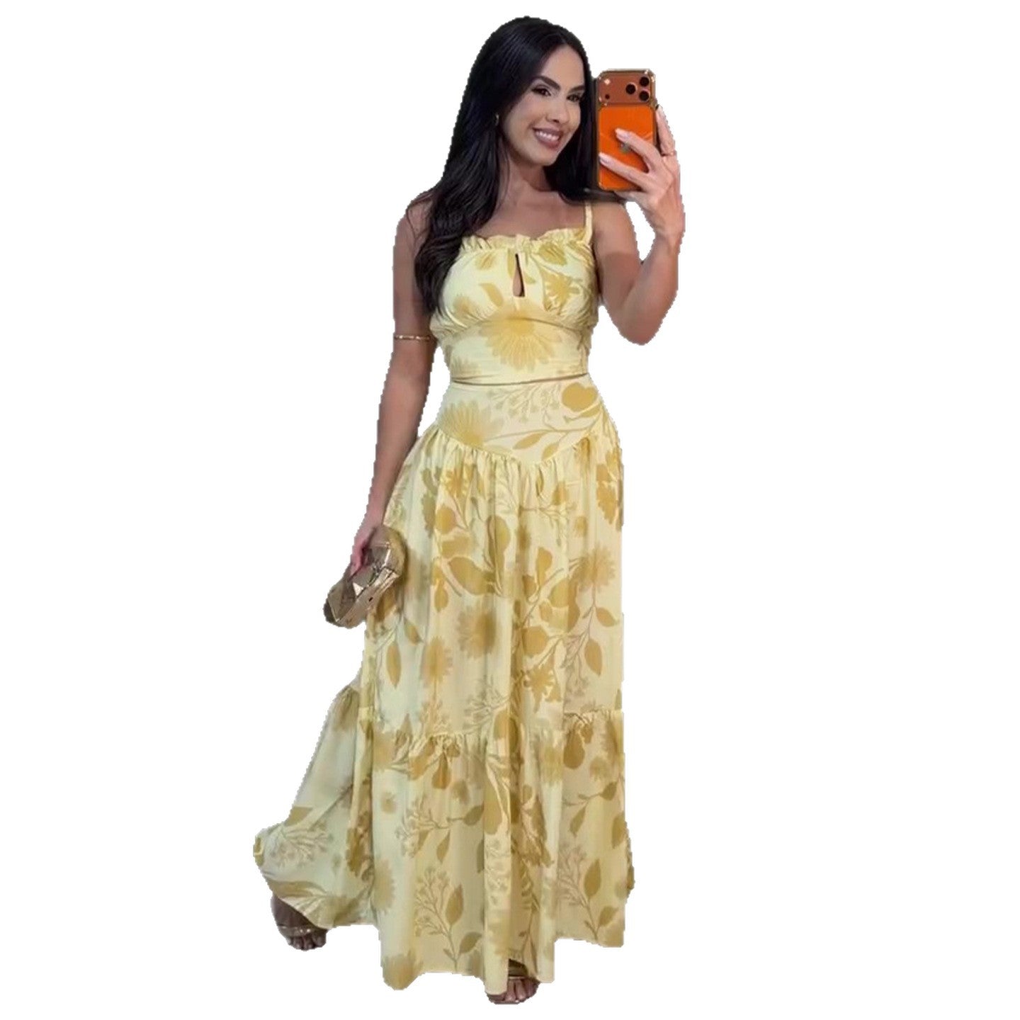 Floral Sleeveless Wedding Guest Maxi Dress for Women