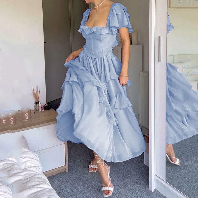 Ruffle Off-Shoulder Wedding Guest Maxi Dress for Women
