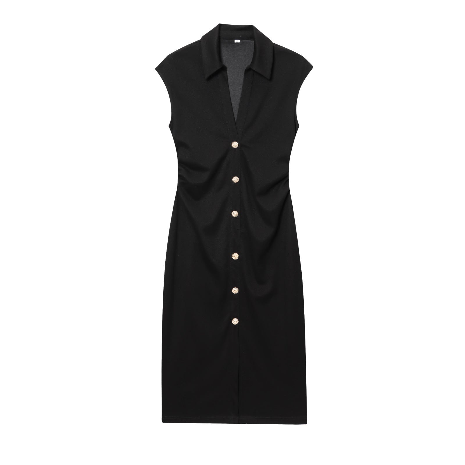 Tailored Button Front Sleeveless Midi Dress for Women