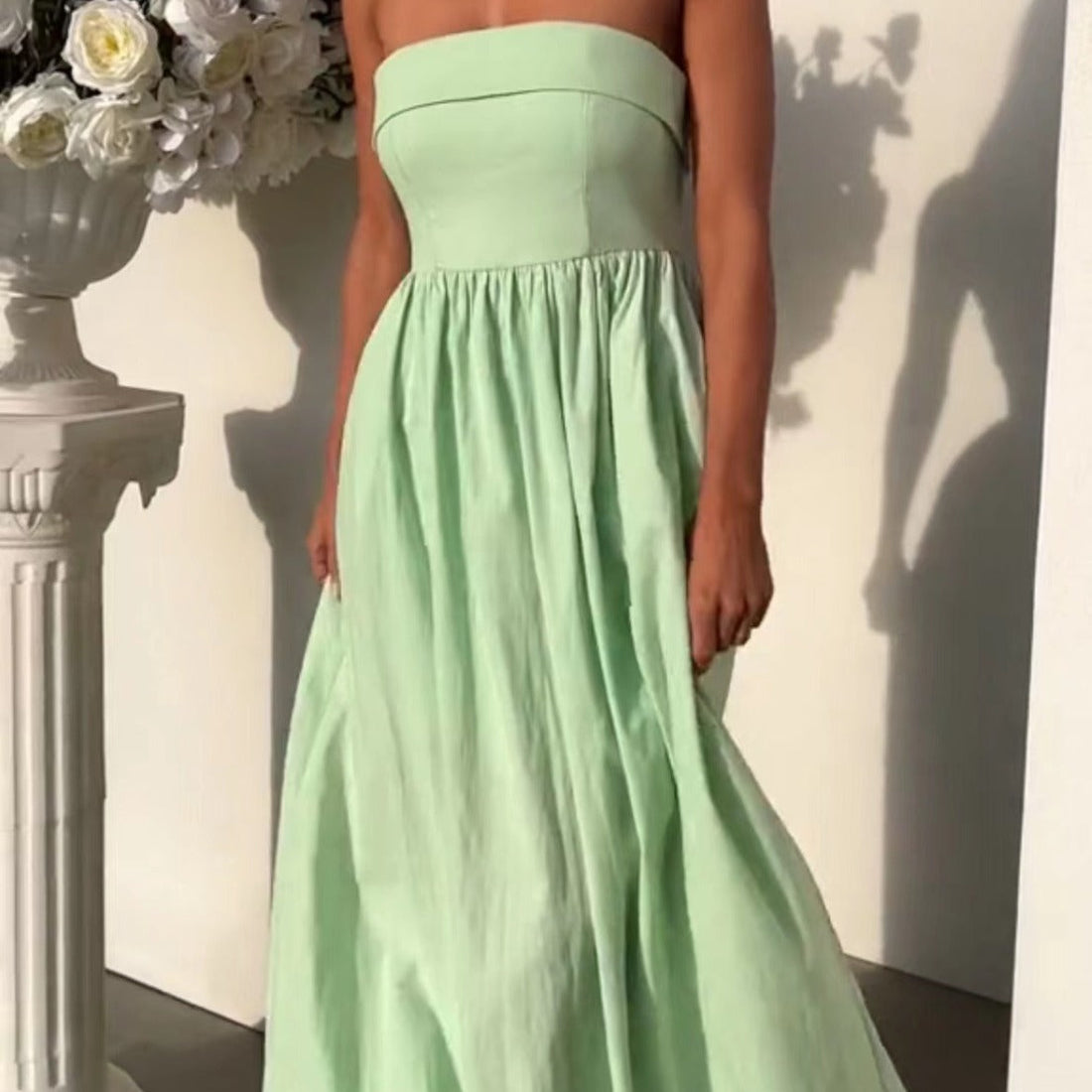 Strapless A-Line Wedding Guest Maxi Dress for Women