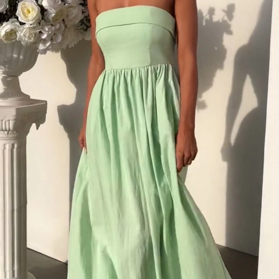 Strapless A-Line Wedding Guest Maxi Dress for Women