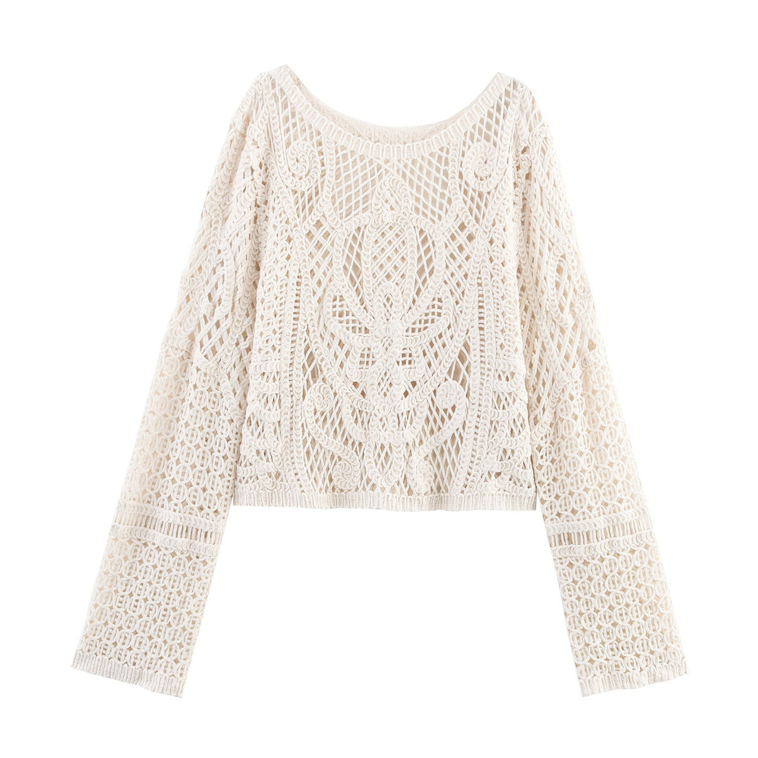 Cropped Crochet Long Sleeve Top for Women